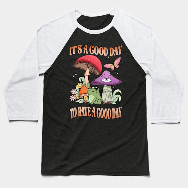 Good Day Frog - Positive Vibes Frog Themed Design Baseball T-Shirt by woosmo